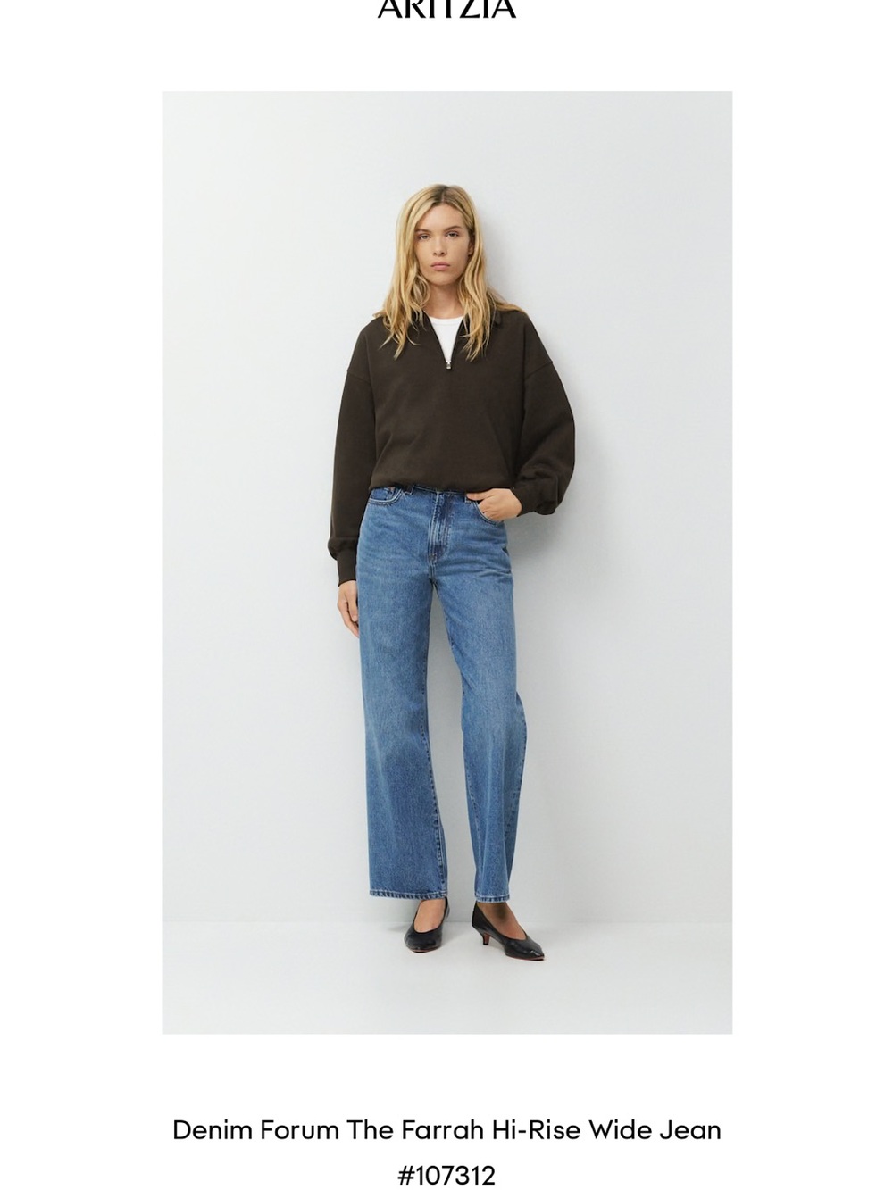 Denim Forum Farrah Hi-Rise Wide Leg Jeans in Medium Blue Wash